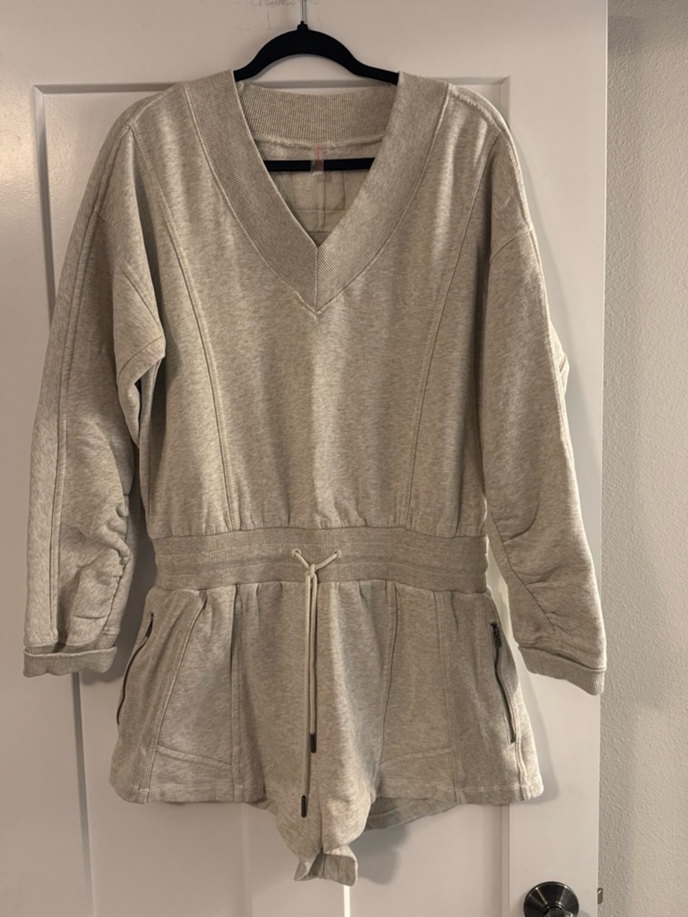 Free People Women’s Gray V-Neck Drawstring Jumpsuit